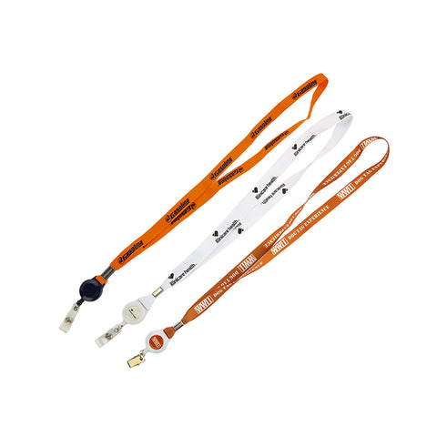 WDM250P - LANYARD WITH BULDOG CLIP & RETRACTABLE BADGE REEL IN WHITE - WDM Promos